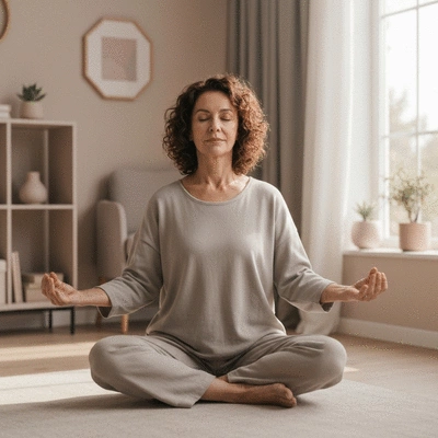 Woman practicing mindfulness for migraine prevention