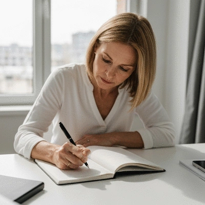 Person writing in a migraine symptom diary