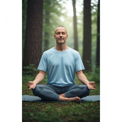 Person meditating in a serene environment, symbolizing stress management for migraine prevention.