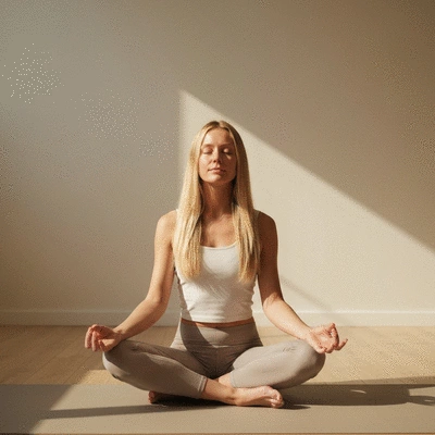 Person meditating peacefully, representing emotional well-being for migraine management