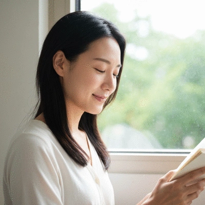 Person enjoying a serene, pain-free outdoor activity after migraine relief, bright and clear environment
